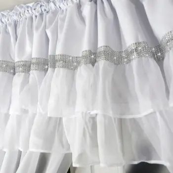 Biała firanka woal falbany cyrkonie 150x400