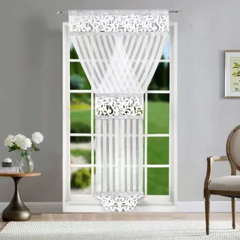 Firanka woal panel dekoracyjny biały cyrkonie 250x120 plisowany