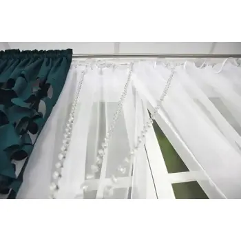 Zestaw firana woal biały zasłony zawieszki ażurowe butelkowa zieleń 160x400