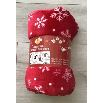 Miękki koc mikrofibra święta Boże Narodzenie gwiazdka snieżynka 160x200