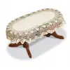 Obrus żakardowy owalny 180x130 cm kremowy odcienie beżu 130x180