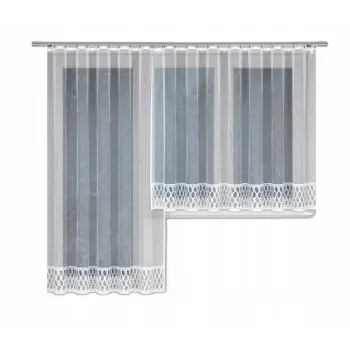 Biała żakardowa firanka z wszytą taśmą do salonu sypialni 140x300