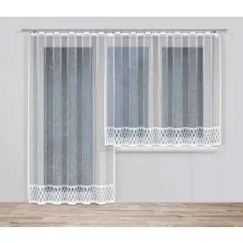 Firana żakardowa gotowa do zawieszenia zestaw komplet 140x300 i 250x200