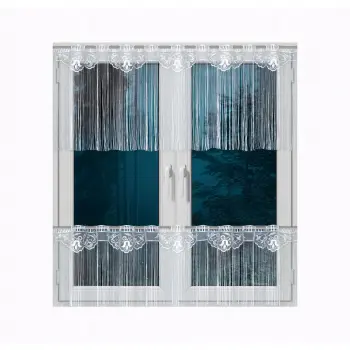 Lambrekin żakardowy makaron z otworami na drążek zazdrostka biała 60x150 cm