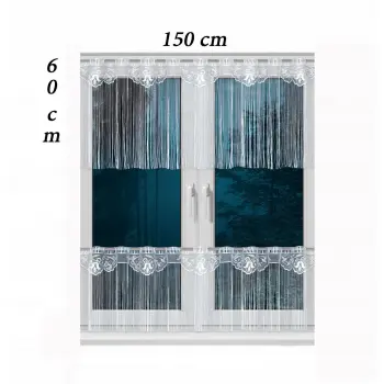 Lambrekin żakardowy makaron z otworami na drążek zazdrostka biała 60x150 cm