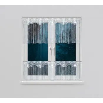 Lambrekin żakardowy makaron z otworami na drążek zazdrostka biała 60x150 cm