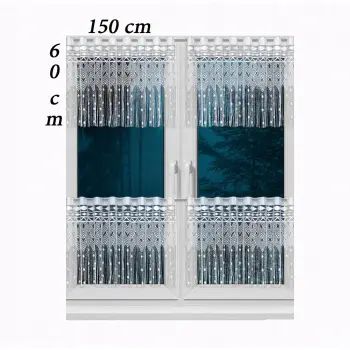 Lambrekin żakardowy makaron z otworami na drążek zazdrostka biała 60x150 cm