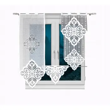 Panel firanka do salonu kuchni żakardowa z otworami na drążek 160x60 Nowość