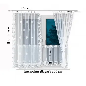 Lambrekin żakardowy z otworami na drążek zazdrostka biała 60x300 cm