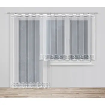 Biała firana żakardowa z wszytą taśmą do salonu sypialni kuchni 160x300