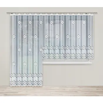 Biała firana żakardowa z wszytą taśmą do salonu sypialni kuchni 160 x 300