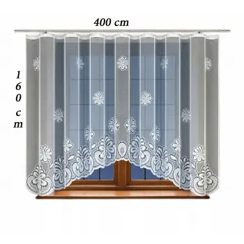 Biała firana żakardowa z wszytą taśmą do salonu sypialni kuchni 160 x 400