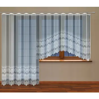 Biała firana żakardowa z wszytą taśmą do salonu sypialni kuchni 160 x 300