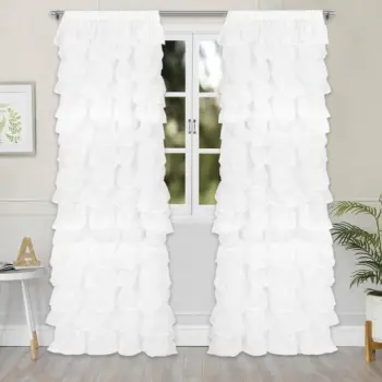 Firanka woal falbany glamour do salonu sypialni 250x145 biała na taśmie
