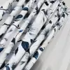Firanka woalowa białe zasłony w niebieskie liście komplet 160x400 cm zestaw