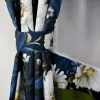 Firanka woalowa czarne zasłony w białe kwiaty komplet 160x400 cm zestaw