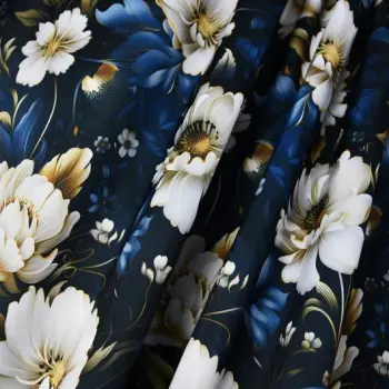 Firanka woalowa czarne zasłony w białe kwiaty komplet 160x400 cm zestaw