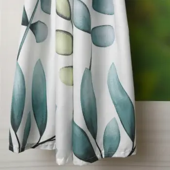 Komplet zasłony w zielone liście i firanka woalowa 160x400 cm zestaw