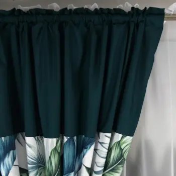 Komplet zasłon firana woal markizeta 155x500 niebiesko zielone liście