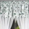 Biała firana sable do salonu sypialni w zielone listki cyrkonie 160x400
