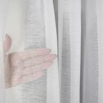 Biała firana sable do salonu sypialni w zielone listki cyrkonie 160x400