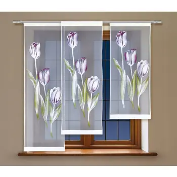 Panel firanka żakardowa na żabki tunel 140x50 tulipany