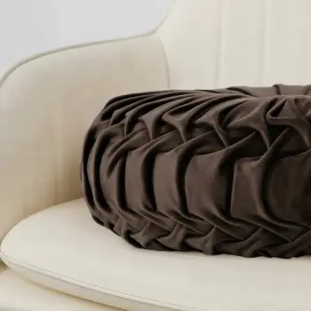 Brązowa poduszka dekoracyjna plisowana welur velwet okragła 35cm NOWOŚĆ