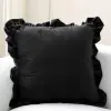 Czarna poszewka na poduszę dekoracyjna welurowa falbany 40x40 cm NOWOŚĆ