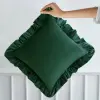 Zielona poszewka na poduszę dekoracyjna welurowa falbany 40x40 cm NOWOŚĆ