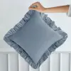 Błękitna poszewka na poduszę dekoracyjna welurowa falbany 40x40 cm NOWOŚĆ