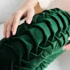 Poduszka dekoracyjna plisowana welur velwet okragła butelkowa zieleń 35 cm