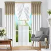 Firana panel ażur woal 250x120 w zestawie zasłony 250x 145 złoty beż