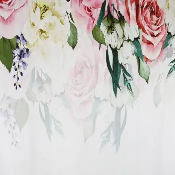 Zasłona biała kwiaty rośliny gotowa do zawieszenia 250x145 cm