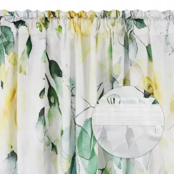 Zasłona biała kwiaty róże gotowa do zawieszenia 250x145 cm taśma WAVE