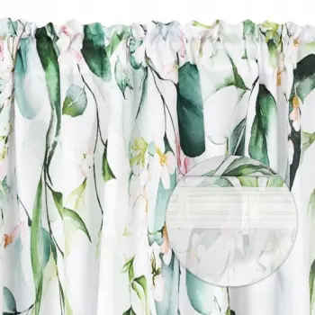 Zasłona biała kwiaty róże gotowa do zawieszenia 250x145 cm taśma WAVE