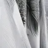 Zasłona biała w liście szare gotowa do zawieszenia 250x145 cm taśma WAVE