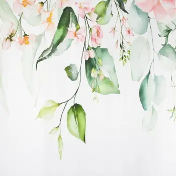 Zasłona biała kwiaty róże gotowa do zawieszenia 250x145cm taśma WAVE NOWOŚĆ