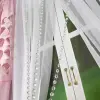 zestaw firana woal biały zasłony zawieszki ażurowe RÓŻOWY 160x400