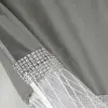Biała firana z markizety cyrkonie, jasny szary welur 140x400 gipiura