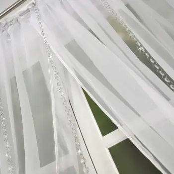 Zestaw firana woal biały zasłony zawieszki ażurowe czarne 250x400