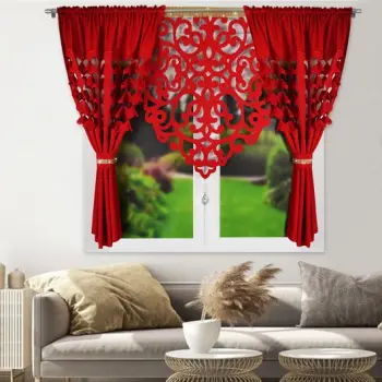 Zestaw zasłony czerwone 160x145 laser panel ażur ornament 120x90
