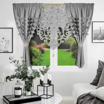Zestaw zasłony jasno szare 160x145 laser panel ażur ornament 120x90