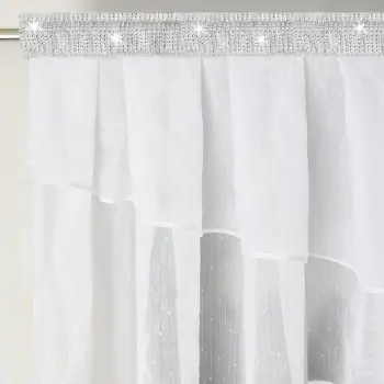 Biała firana deszczyk lambrekin 80x200 panel koraliki ażur 170x70