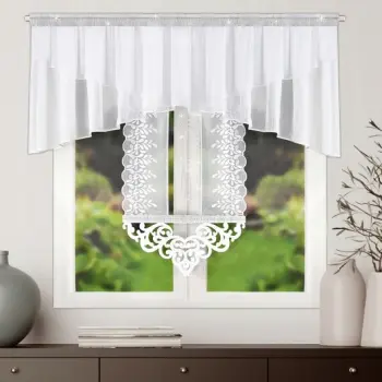 Biała firana deszczyk lambrekin 80x200 panel koraliki ażur 170x70