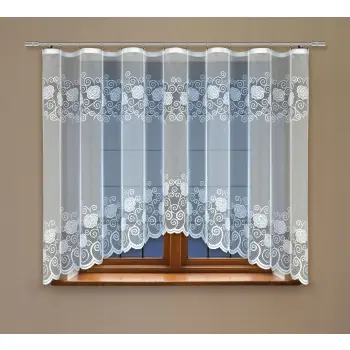 Biała żakardowa firanka z taśmą 243840 140 x 300cm