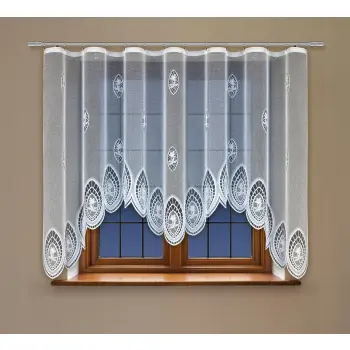 Biała żakardowa firanka z taśmą 222340 145 x 300cm