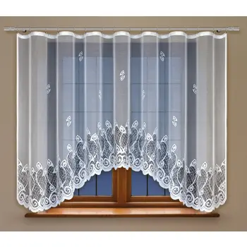 Biała żakardowa firanka z taśmą 214181 160 x 400cm