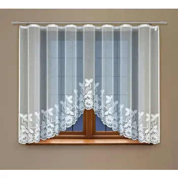 Biała żakardowa firanka z taśmą do salonu 160x300
