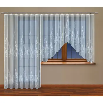 Biała żakardowa firanka z taśmą na balkon 250x200