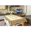Obrus żakardowy prostokąt 140X220 krem-c. złoto